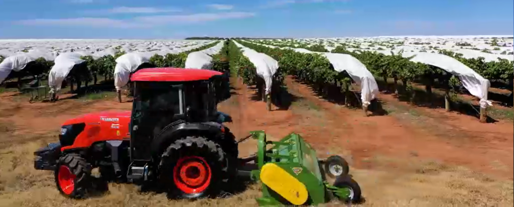 Celli rotary hoe on a Kubota tractor